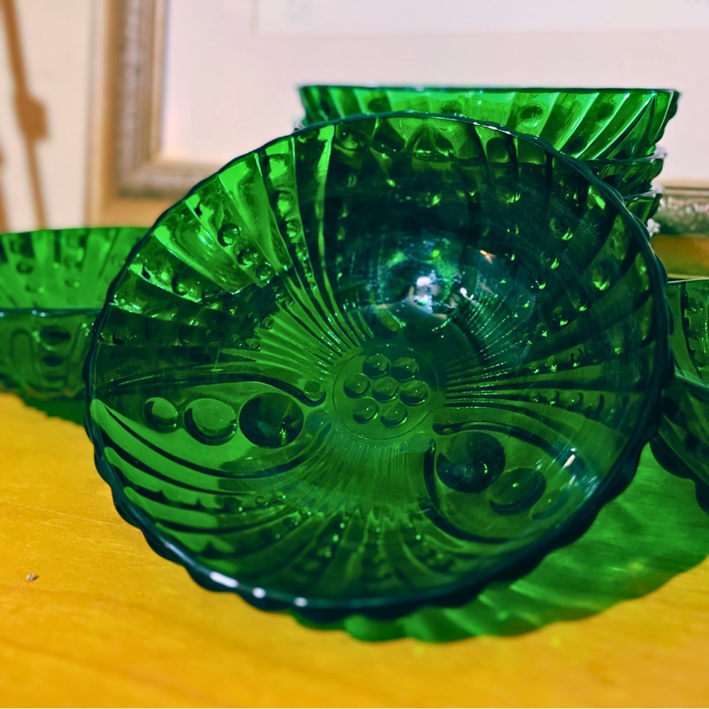 Vintage Anchor Hocking Berry Bowls, Burple Forest Green